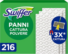 Carica l'immagine nel visualizzatore di Gallery, Swiffer Dry, Ricariche Microfibra Catturapolvere, 216 Panni, Giga Pack