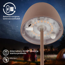 Carica l'immagine nel visualizzatore di Gallery, Briloner - Mini lampada da tavolo senza fili, IP44, touch, lampada da comodino, lampada scrivania, lampada LED, lampada 