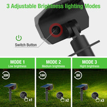 Carica l'immagine nel visualizzatore di Gallery, LOTMOS 3Pcs Faretti Solari da Esterno, 72 LED Lampade da Giardino 3 Modalità IP67 Impermeabile Luce per Cortile, Patio, Vialetto, Alberi