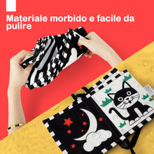 Carica l&#39;immagine nel visualizzatore di Gallery, URMYWO Libri Sensoriali Neonato con Specchio, Libro di Stoffa per Neonati,Giochi Neonato 0 3 6 12 Mesi, Tummy Time, Libri di attività in Bianco e Nero con 11 Motivi, Pieghevole e Lavabile
