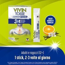 Carica l'immagine nel visualizzatore di Gallery, Vivin Tosse Complete Pocket Azione 3in1 Tosse Secca, Tosse Grassa, Mal Di Gola, 14 Stick 10ml. Senza Glutine e Senza Lat