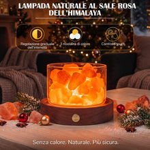 Carica l'immagine nel visualizzatore di Gallery, Lampada sale rosa senza fili con base noce ricaricabile regalo