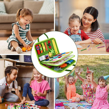 Carica l'immagine nel visualizzatore di Gallery, Busy Board Giochi 1 2 3 4 5 Anni Pannello Sensoriale Bambini Montessori+ Puzzle di Legno Tavola Libri Valigetta Montessoriana Gioco Educativi Intrattenimento Bambini Ristorante Viaggio Stoffa