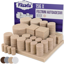 Carica l'immagine nel visualizzatore di Gallery, Filzada® 156x Feltrini Autoadesivi Quadrati e Tondi Beige - Feltro Mobili