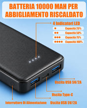 Carica l'immagine nel visualizzatore di Gallery, 10000mAh Power Bank per Gilet Riscaldato, Giacca, Pantaloni e Coperta