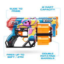Carica l'immagine nel visualizzatore di Gallery, X-Shot Skins Dread Blaster – Poppy Playtime (Kissy) di Zuru con 12 freccette, doppia canna girevole, tecnologia Air Pocket, giocattolo in schiuma per bambini, ragazzi e adulti