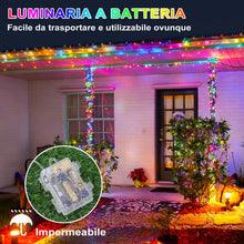 Carica l'immagine nel visualizzatore di Gallery, Luci di Natale a Batteria Esterno con Timer, 2×10M 200Led