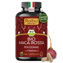 Carica l'immagine nel visualizzatore di Gallery, Maca Rossa Peruviana BIO - 180 capsule da radice di Maca Peruviana - Equilibrio ormonale per donna - 3.200mg per dose gi