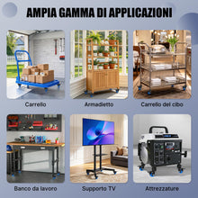 Carica l'immagine nel visualizzatore di Gallery, 50mm Ruote per Mobili con stelo filettato M8 x 1,25x 25mm, Ruote per Carrello Carichi Pesanti Capacità 270KG, 360 Gradi 