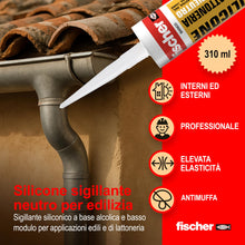 Carica l'immagine nel visualizzatore di Gallery, Fischer, Silicone Sigillante SBM 310 Sabbia, Neutro a Basso Modulo, Elastico, Inodore, Senza Solventi, per Edilizia, Lat