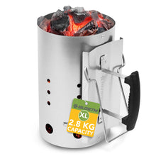 Carica l'immagine nel visualizzatore di Gallery, BLOSTM Accendi Fuoco per Barbecue - Extra Grande Accendi Carbonella Barbecue Avviamento Rapido, Acciaio Zincato, Manigli
