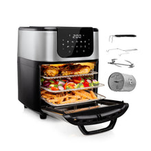 Carica l'immagine nel visualizzatore di Gallery, Princess Friggitrice ad Aria Forno Deluxe – 11 L – 1800 W – Schermo tattile digitale – 10 programmi preimpostati – Girapollo e cestello inclusi – Acciaio inossidabile – 182075