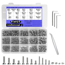 Carica l'immagine nel visualizzatore di Gallery, Set Viti Testa Svasata M2 M2.5 M3, Kit Bulloni Acciaio Inox con Rondelle