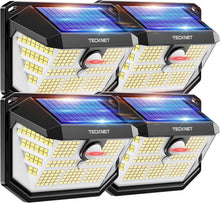 Carica l'immagine nel visualizzatore di Gallery, TECKNET Luci Solari Esterno, 231 Faretti Solari a Led da Esterno, 300° Super Luminoso, 3 Modalità con Sensore di Movimen