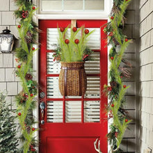Carica l'immagine nel visualizzatore di Gallery, Kezidhp Punta Albero di Natale 36 cm, 8 Pezzi, Decorazione Natalizia con Girandole Verde Lime e Palline Rosse, Steli Artificiali Verdi per Alberi, Corone e Fai da Te
