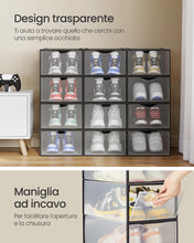 Carica l'immagine nel visualizzatore di Gallery, SONGMICS Scatole Contenitori per Scarpe, 12 Pezzi, 33,2 x 23 x 14,5 cm