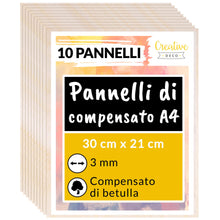 Carica l'immagine nel visualizzatore di Gallery, Creative Deco 10x A4 Pannelli Compensato 300 x 210 x 3 mm