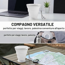 Carica l'immagine nel visualizzatore di Gallery, 320 Ml Bicchiere Portatile Pieghevole Da Viaggio Con Coperchio In Plastica, Bicchiere Pieghevole In Silicone Senza Bpa ，