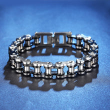 Carica l'immagine nel visualizzatore di Gallery, OSTAN Uomo Gioielli Acciaio Inossidabile Cinturino da Motociclista Bracciale Catena della Bicicletta Pesante Braccialetto Bangle (nero + argento, 20)
