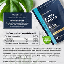 Carica l'immagine nel visualizzatore di Gallery, Acido Folico 400mcg con Vitamina B12-13 Mesi di Scorta