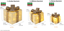 Carica l'immagine nel visualizzatore di Gallery, Bambelaa! Led Decorazione Light Gift Boxes - Set di 3 incl. Funzione Timer - Decorazione natalizia Decorazione natalizia Decorazione di Natale Illuminazione (Oro)