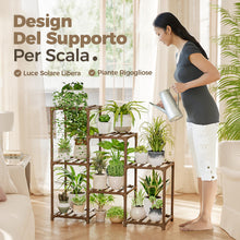 Carica l'immagine nel visualizzatore di Gallery, Supporto per piante da interno, mensola per piante in legno per esterni a più livelli, per più piante, 3 pneumatici, 7 s