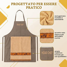 Carica l'immagine nel visualizzatore di Gallery, EBHO 1 Grembiule Barbecue Uomo Divertente Con Asciugamano Stampa Auto D’Epoca Grembiule Cucina Uomo Stile Head Chef