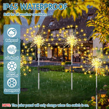 Carica l'immagine nel visualizzatore di Gallery, Luci Solari da Giardino,4 Pezzi 120 LED Luci da Esterno Giardino Solari con 8 Modalità, IP65 Impermeabie Solare Fuochi D