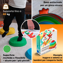 Carica l'immagine nel visualizzatore di Gallery, Pietre di equilibrio bambini 3 anni, percorso motorio antiscivolo, 5 pezzi