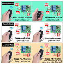 Carica l'immagine nel visualizzatore di Gallery, DieseRC Interruttore di controllo remoto sicuro, wireless, da 12 V, 24 V, 30 V CC, 433 MHz RF e 10 A, con ricevitore rel