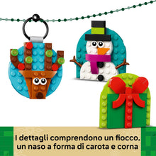 Carica l'immagine nel visualizzatore di Gallery, LEGO Selezione di Decorazioni di Natale - Gioco con 4 Addobbi da Appendere tra cui Babbo Natale, Pupazzo di Neve e Renna - Attività per la Famiglia - Regalo Natalizio per Bambine e Bambini 6+ - 40744