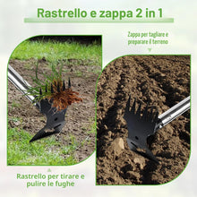 Carica l'immagine nel visualizzatore di Gallery, Attrezzo per Estirpare le Erbacce, Rastrello Manuale 2 in 1 e Zappa da Giardino Rastrello Sarchiatore Estirpatore Erbacc