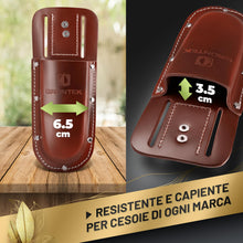 Carica l'immagine nel visualizzatore di Gallery, GRÜNTEK Fondina per Cesoie da Giardino in Vera Pelle Fodero Custodia per Forbici da Potatura in Cuoio di Colore Marrone 