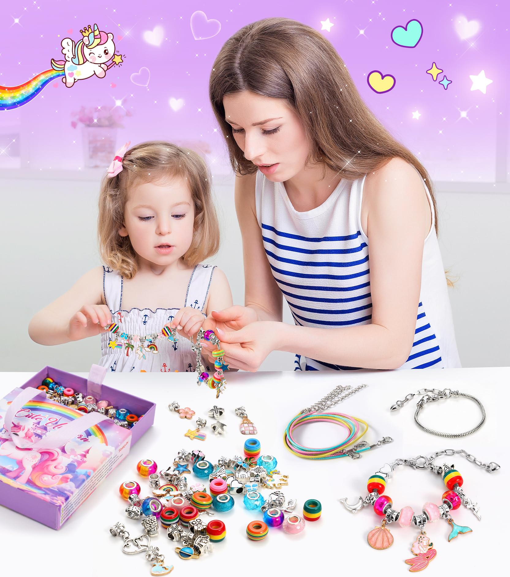 Kit Per Braccialetti Bambina, Regalo Bambina 5 6 7 8 9 10 Anni Kit Giochi Crea Braccialetti Fai Da Te Kit Per Creare Braccialetti Con Ciondoli Per Natale Compleanno