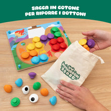 Carica l'immagine nel visualizzatore di Gallery, BONNYCO Gioco Chiodini per Bambini 2 Anni in Legno, 50 Schede e 32 Bottoni