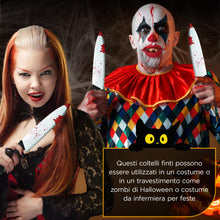 Carica l'immagine nel visualizzatore di Gallery, Coltello Finto Halloween con Sangue 2 Pezzi, Plastica 30 cm, Accessori