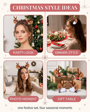 Carica l'immagine nel visualizzatore di Gallery, Set di 4 accessori per capelli natalizi, fermagli a forma di corna di renna, accessori alla moda e sicuri per bambini e 