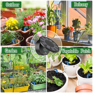 TRJZWA Kit di Irrigazione Automatica Solare per Vaso, Sistema di Irrigazione Automatico da Giardino, Sistema di Irrigazione Solare a Goccia con 9 Programmi di Irrigazione e 10m di Tubo di Irrigazione