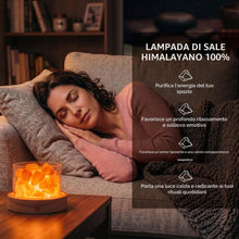 Carica l'immagine nel visualizzatore di Gallery, Lampada di Sale Himalayano senza fili, dimmerabile base legno calotta vetro