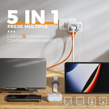 Carica l'immagine nel visualizzatore di Gallery, TESSAN Multipresa 2 USB, 2 Prese IT e 1 Schuko, Multipresa da Parete, 10A