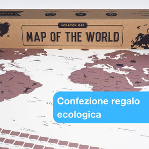 envami® Mappa del Mondo da Grattare - 68 X 43 CM - Idee Regalo - mappamondo da grattare con Bandiere - Scratch off Map - Mappa da grattare - Cartina Mondo da grattare - Oro rosa Inglese