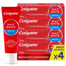 Carica l'immagine nel visualizzatore di Gallery, Colgate Dentifricio Sbiancante Max White Optic 4 Confezioni da 75 ml I Clinicamente Provato per Rimuovere Fino al 100% d