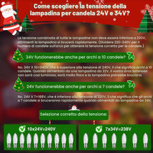 Carica l'immagine nel visualizzatore di Gallery, 20 Pezzi Lampadine E10 24V 3W, 30LM Bianca Calda 2700K, Lampadine di Ricambio Candela per Archi, Lampadina a Candela Con