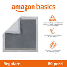 Carica l'immagine nel visualizzatore di Gallery, Amazon Basics Tappetini al carbone con controllo degli odori per l'addestramento di cani e cuccioli, a prova di perdite con superficie ad asciugatura rapida, Standard (confezione da 80), Bianco