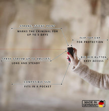 Carica l'immagine nel visualizzatore di Gallery, Spray anti-aggressione in formato compatto, con gel, ideale da portare in borsa, zaino o tasca, Qhoney 40 ml. Spray Identificatore