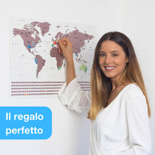 Carica l&#39;immagine nel visualizzatore di Gallery, envami® Mappa del Mondo da Grattare - 68 X 43 CM - Idee Regalo - mappamondo da grattare con Bandiere - Scratch off Map - Mappa da grattare - Cartina Mondo da grattare - Oro rosa Inglese
