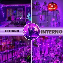 Carica l'immagine nel visualizzatore di Gallery, ODEETRONIC Luci Halloween per Esterno, 20M 200 LED Viola Catena Luminosa Interno a Batteria Impermeabile 8 Modalità Cate