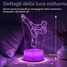 Carica l'immagine nel visualizzatore di Gallery, Luce notturna per karate, regali per karate, lampada a illusione 3D di Taekwondo con 16 colori cangianti, telecomando e 