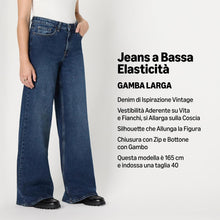Carica l'immagine nel visualizzatore di Gallery, Amazon Essentials Jeans da Donna a Gamba Larga a Vita Medio Alta con vestibilità Rilassata a Bassa Elasticità, Lavaggio Scuro Pietra, 40
