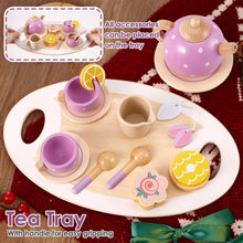 Carica l&#39;immagine nel visualizzatore di Gallery, AOLEVA Set da Tè Giocattoli in Legno, Set Cucina Legno Bambini Accessori Cucina Giocattolo Servizio da Tè Gioco di Imitazione Regalo per Bambini Bambina 3 4 5 Anni